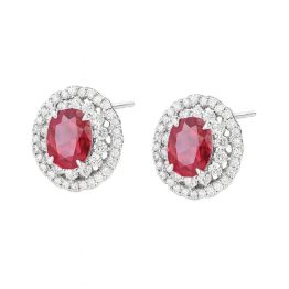 Aretes Princess – Plata 925 con cristales en tono rubí